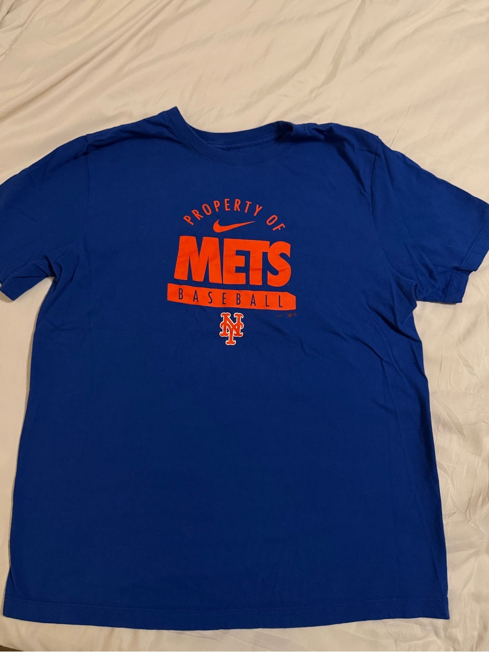 Nike Mets Royal Blue Short Sleeve Baseball Tee with Orange Logo